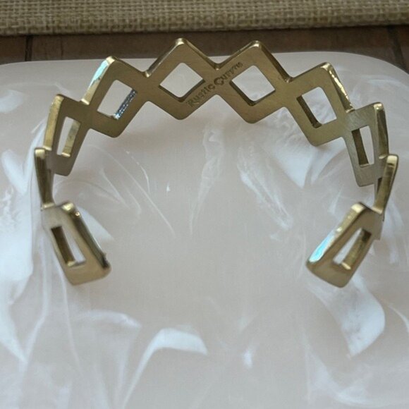 Rustic Cuff Gold-Tone Open Diamond Shaped Cuff Bracelet - Picture 6 of 9